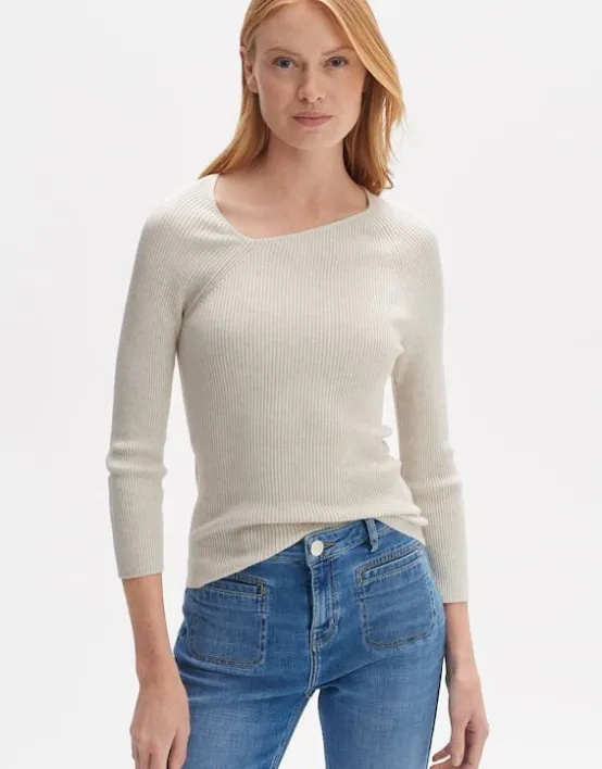 Outlet OPUS Fashion Gerippter Pullover Pinda Slim Aus Ecovero Viskose Mix