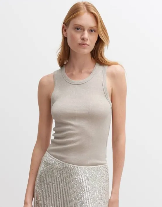 Clearance OPUS Fashion Geripptes Tanktop Ilesso Sparkle Slim Mit Glitzer Effekt