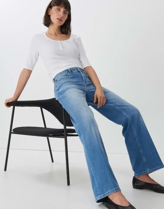 Outlet SOMEDAY Long Flared Jeans Carie Mid Rise Aus Nachhaltigem Baumwoll Mix