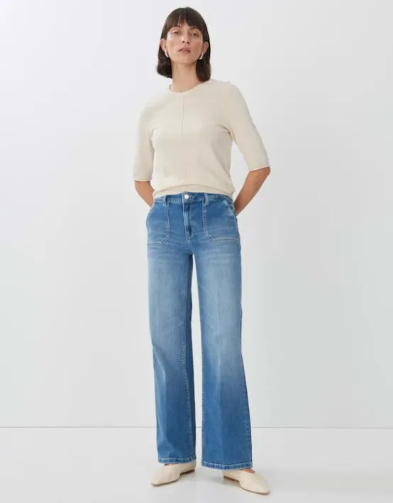 Cheap SOMEDAY Long Flared Jeans Carie Utility Mid Rise Aus Stretchigem Bci Cotton Mix