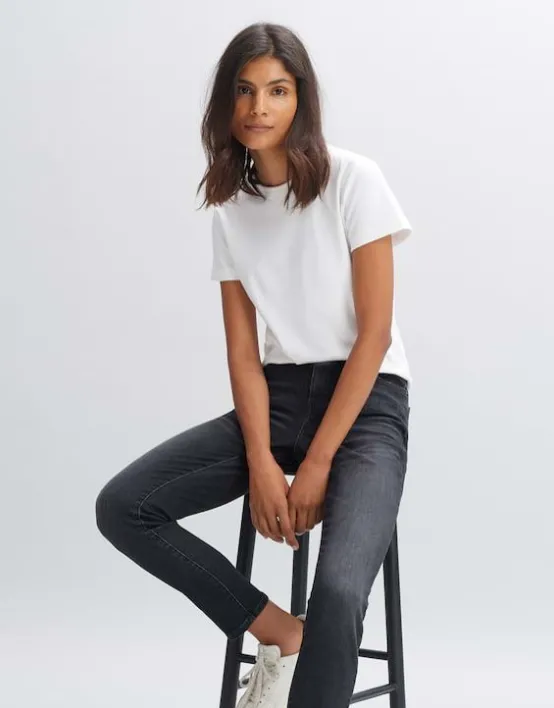 Outlet OPUS Fashion Slim Jeans Evita Dark Mid Rise Aus Stretchigem Bci Cotton Mix