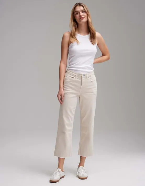 Sale OPUS Fashion Wide Cropped Jeans Momito Color Aus Stretchigem Baumwoll Mix
