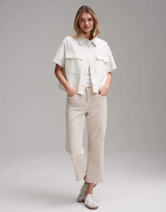 Sale OPUS Fashion Wide Cropped Jeans Momito Color Aus Stretchigem Baumwoll Mix