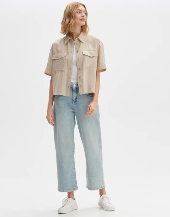 New OPUS Fashion Wide Cropped Jeans Momito Fresh Aus Stretchigem Bci Cotton Mix