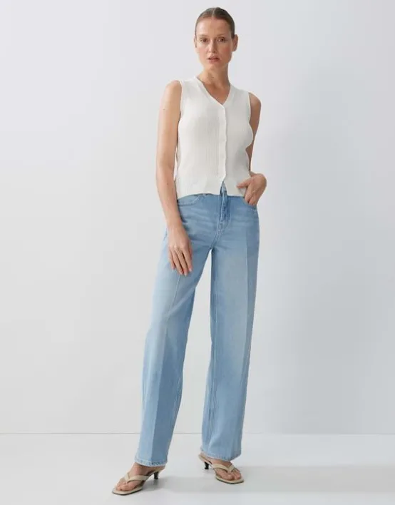 New SOMEDAY Wide Leg Jeans Cellma Mid Rise Aus Elastischem Bci Cotton Mix