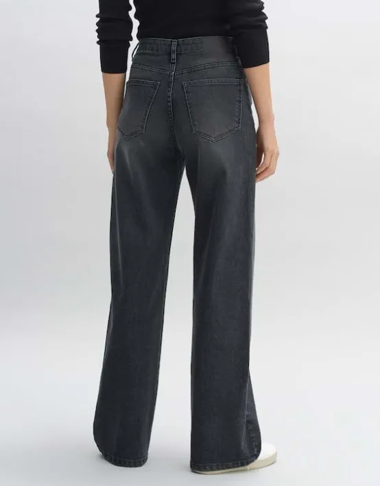 Discount OPUS Fashion Wide Leg Jeans Mivy Grey High Rise Aus Stretchigem Baumwoll Mix